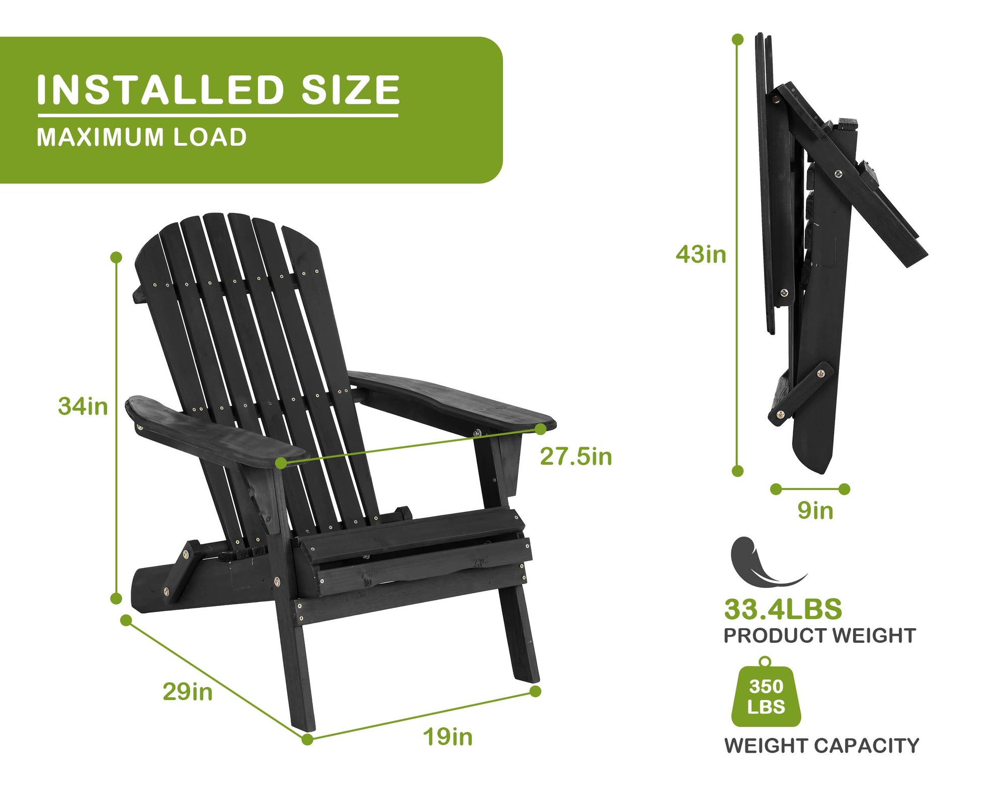Black Folding Adirondack Set of 2 - From Where - 