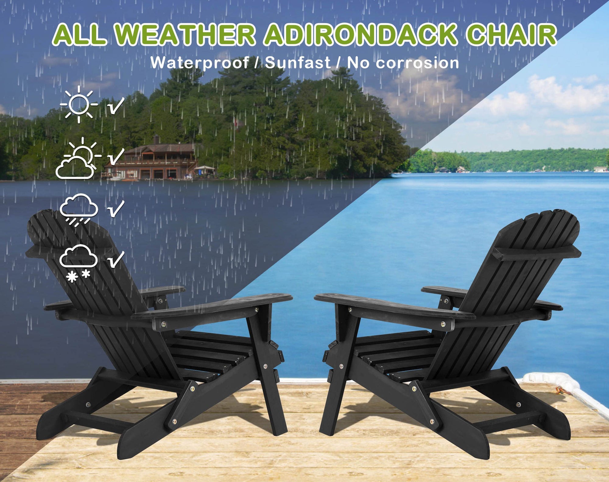 Black Folding Adirondack Set of 2 - From Where - 