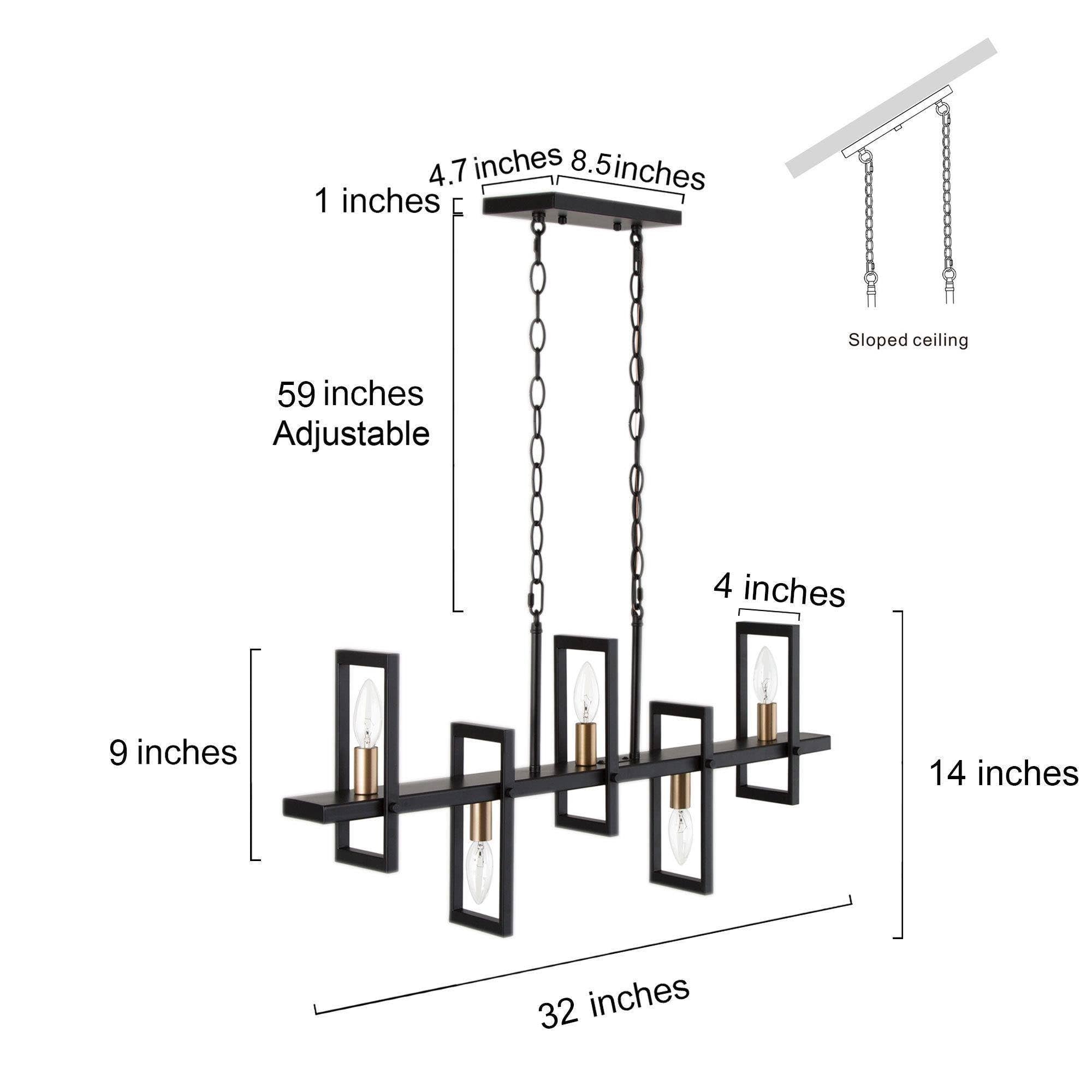 Black Gold 5 Light Linear Chandelier - From Where Finds - 
