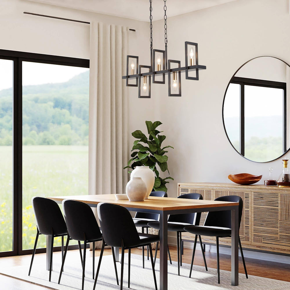 Black Gold 5 Light Linear Chandelier - From Where Finds - 