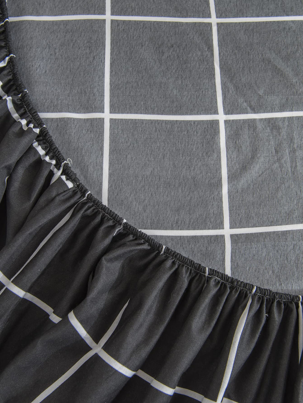 Black Grid Fitted Sheet - From Where - 