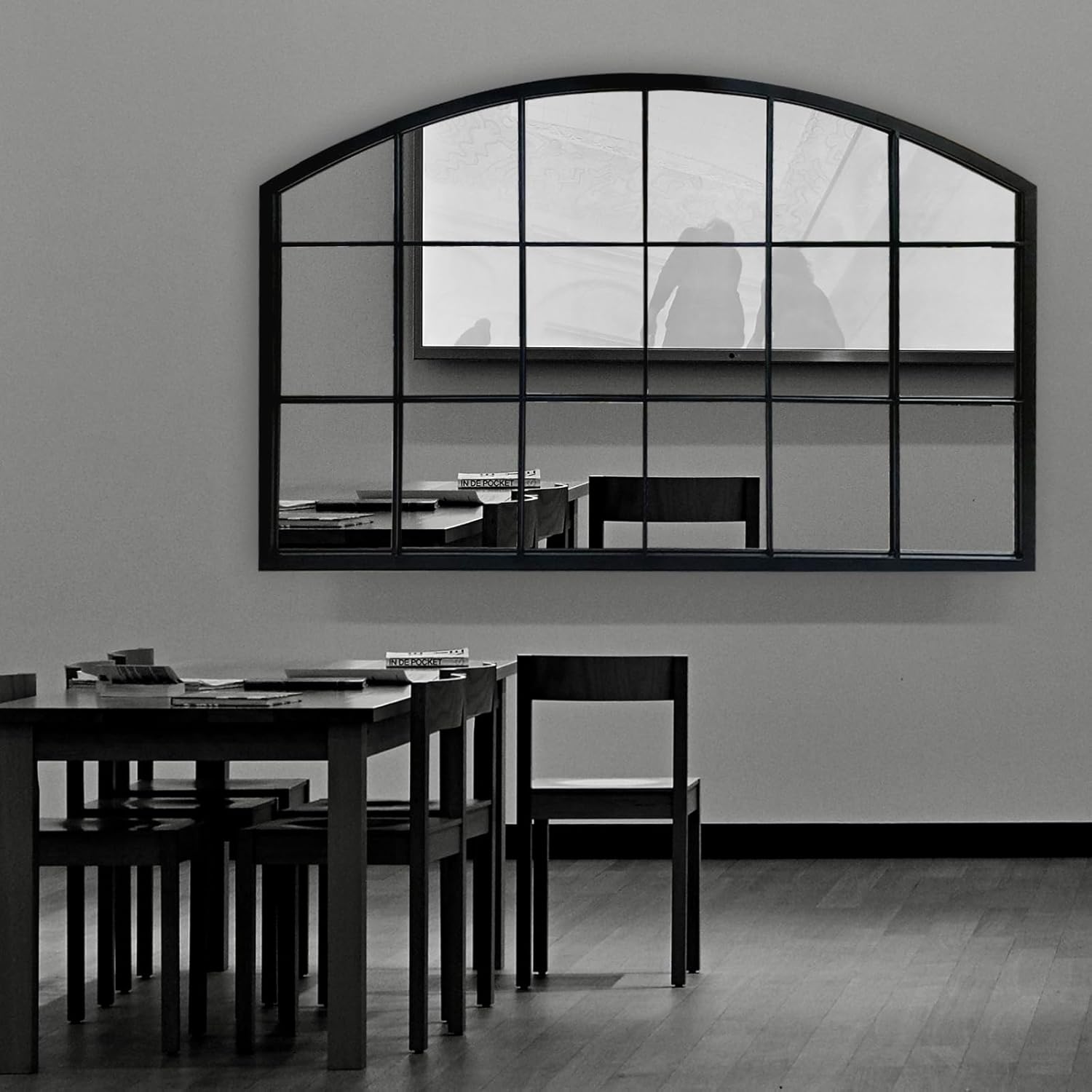 Black Grid Wide Window Pane Mirror - From Where Finds - 