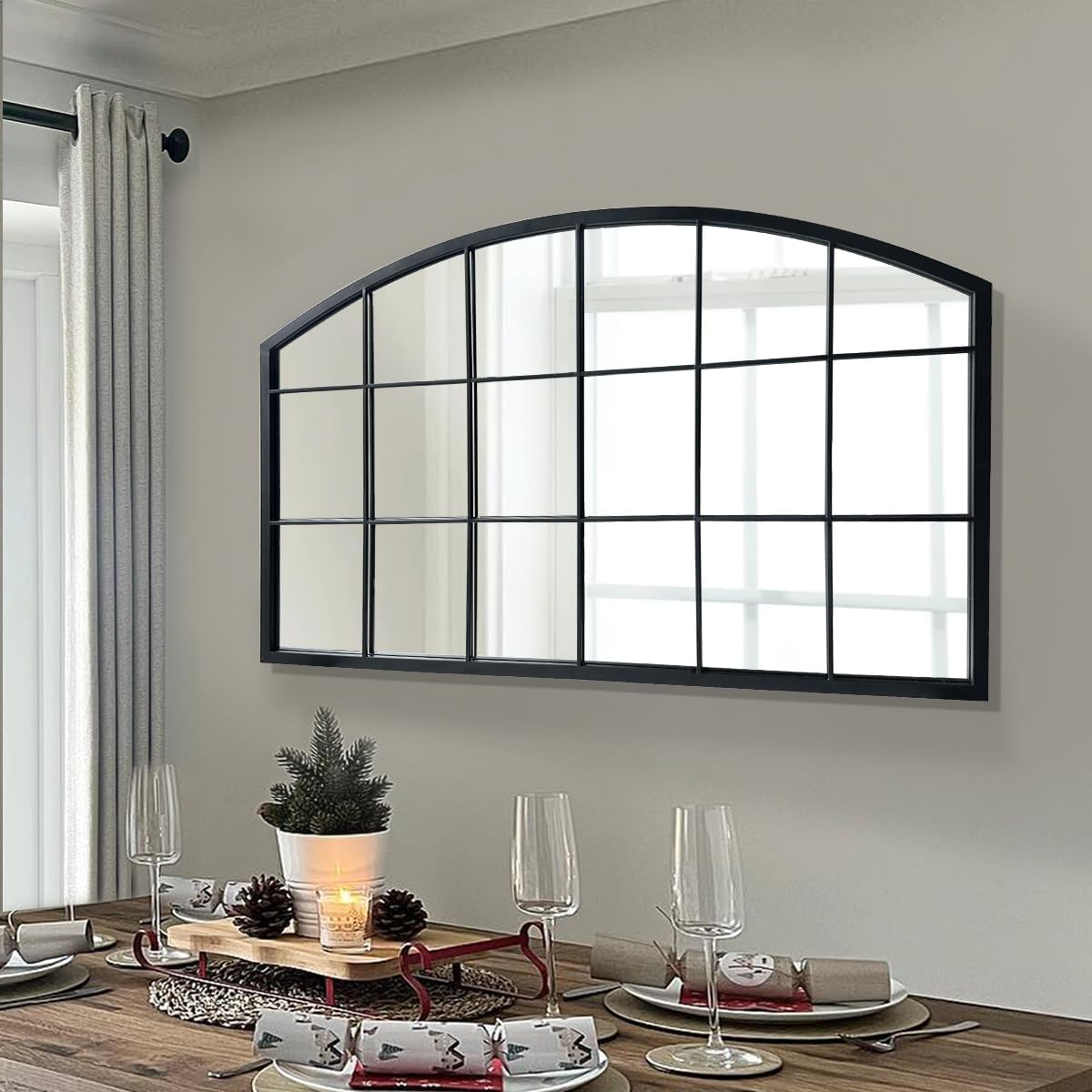 Black Grid Wide Window Pane Mirror - From Where Finds - 
