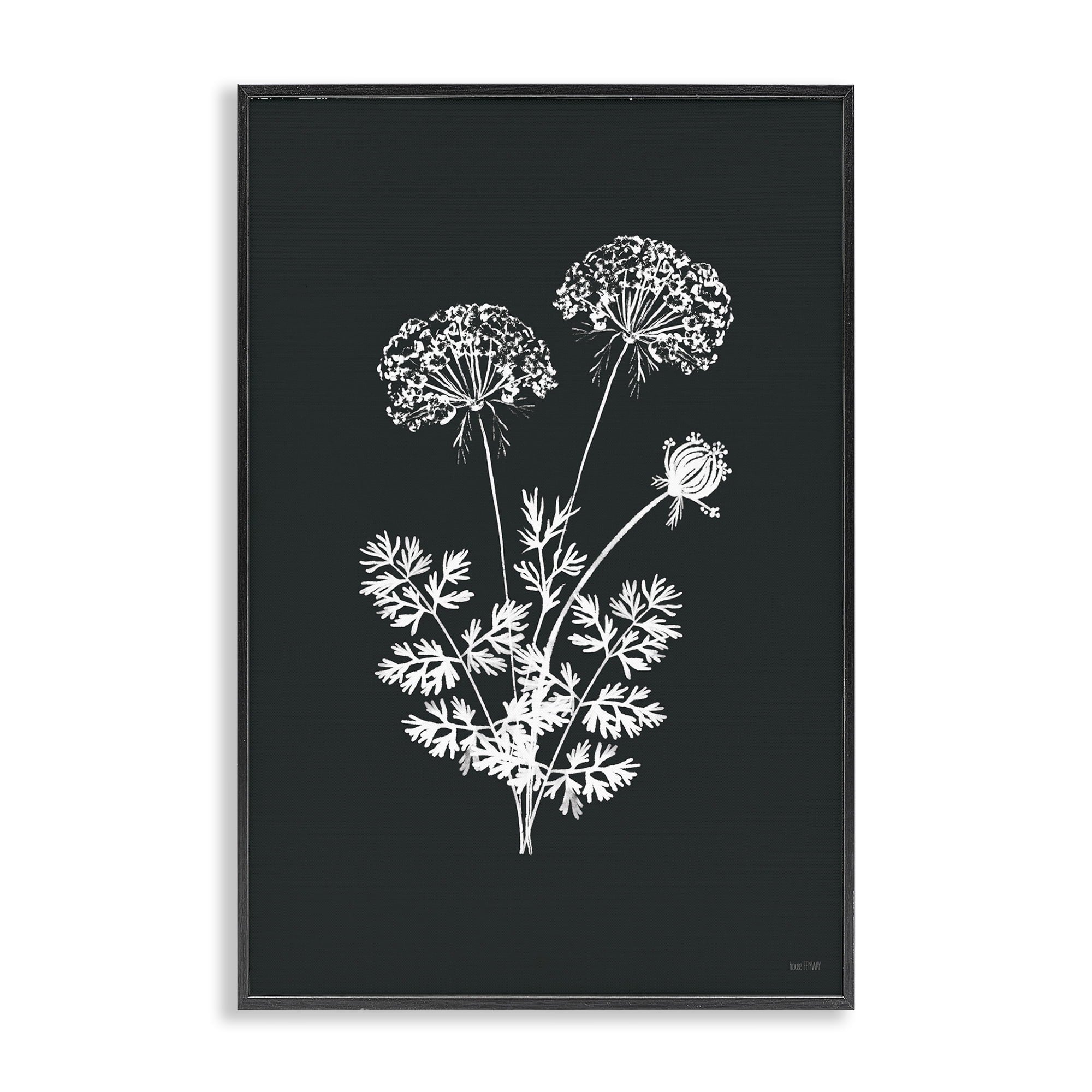 Black Herb Botanical Floral Painting - From Where - 