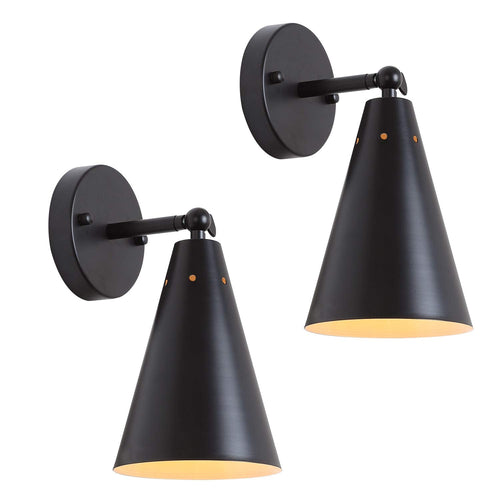 Black Industrial Wall Sconces Set of Two - From Where - 