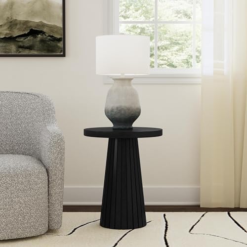 Black Mango Wood Round End Table - From Where - 