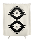 Black Neutral Beige Shower Curtain - From Where - 