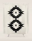 Black Neutral Beige Shower Curtain - From Where - 