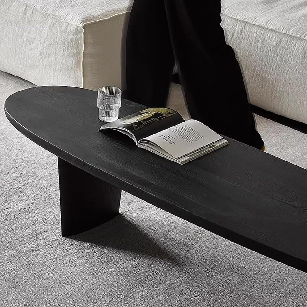 Black Oval Wood Coffee Table - From Where - 