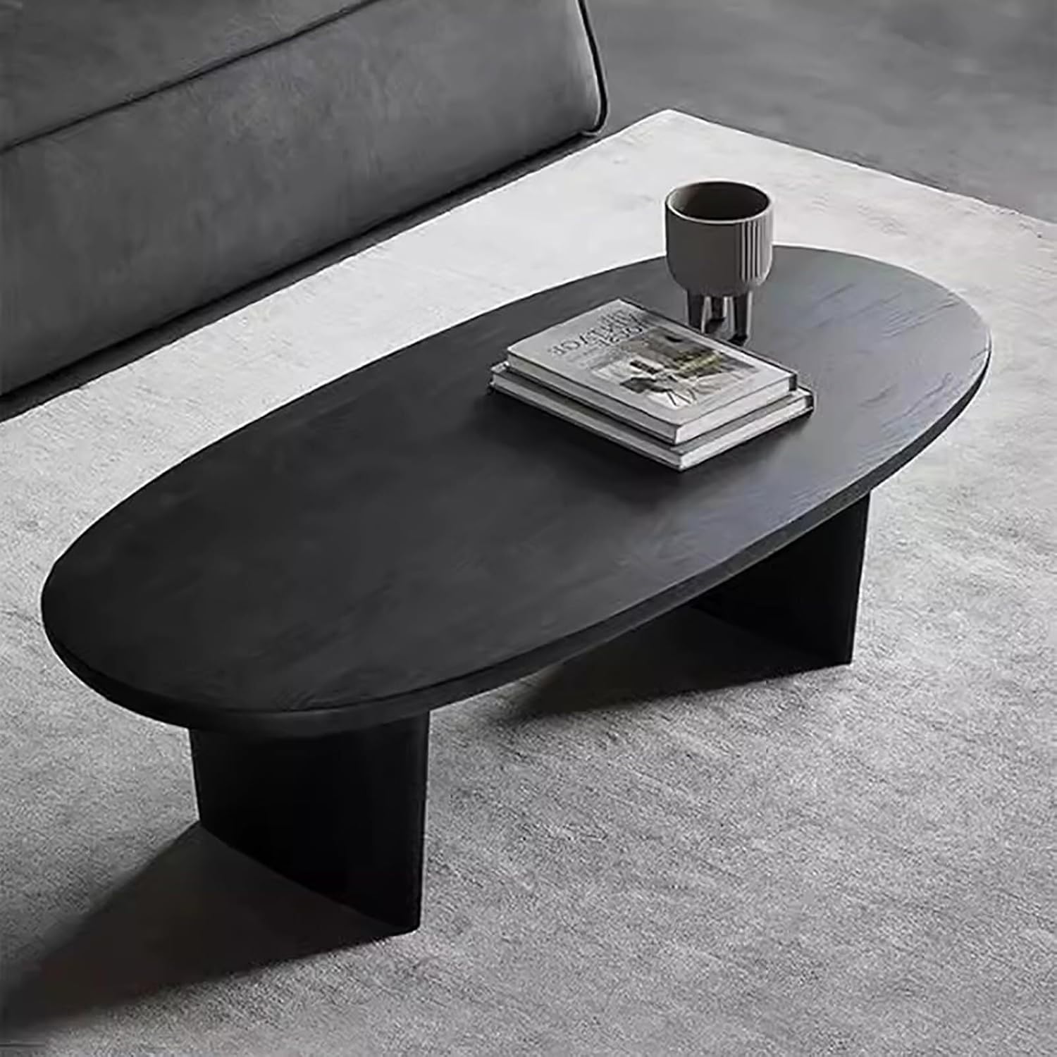 Black Oval Wood Coffee Table - From Where - 