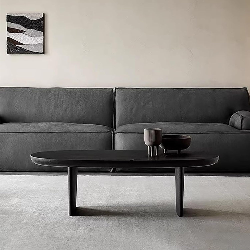 Black Oval Wood Coffee Table - From Where - 