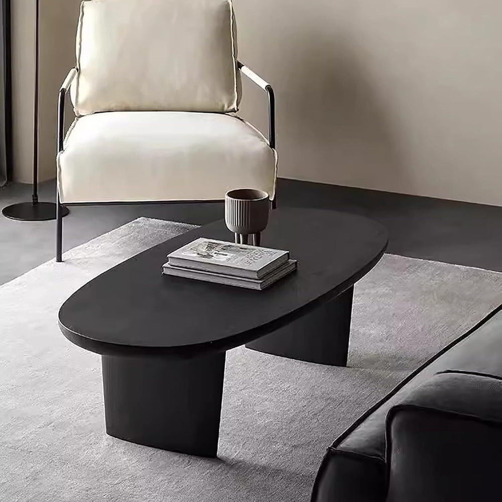 Black Oval Wood Coffee Table - From Where - 