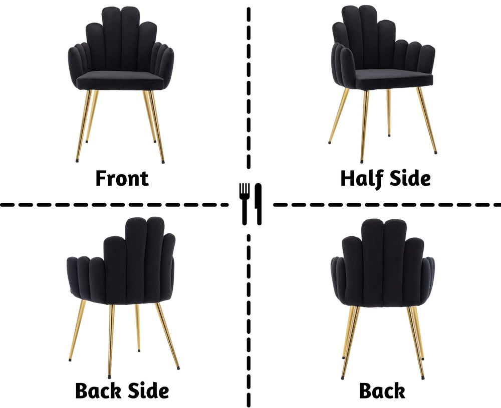 Black Set of 4 Wahson Velvet Dining Chairs - From Where - 