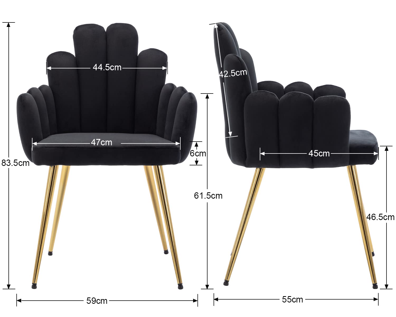 Black Set of 4 Wahson Velvet Dining Chairs - From Where - 