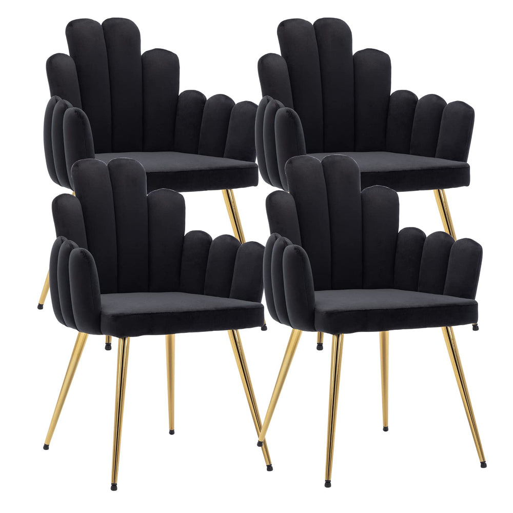 Black Set of 4 Wahson Velvet Dining Chairs - From Where - 
