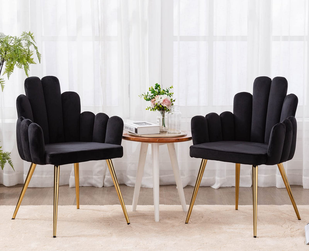 Black Set of 4 Wahson Velvet Dining Chairs - From Where - 