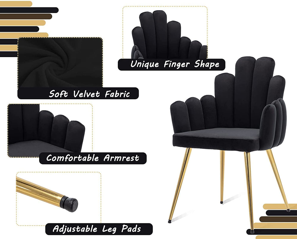 Black Set of 4 Wahson Velvet Dining Chairs - From Where - 