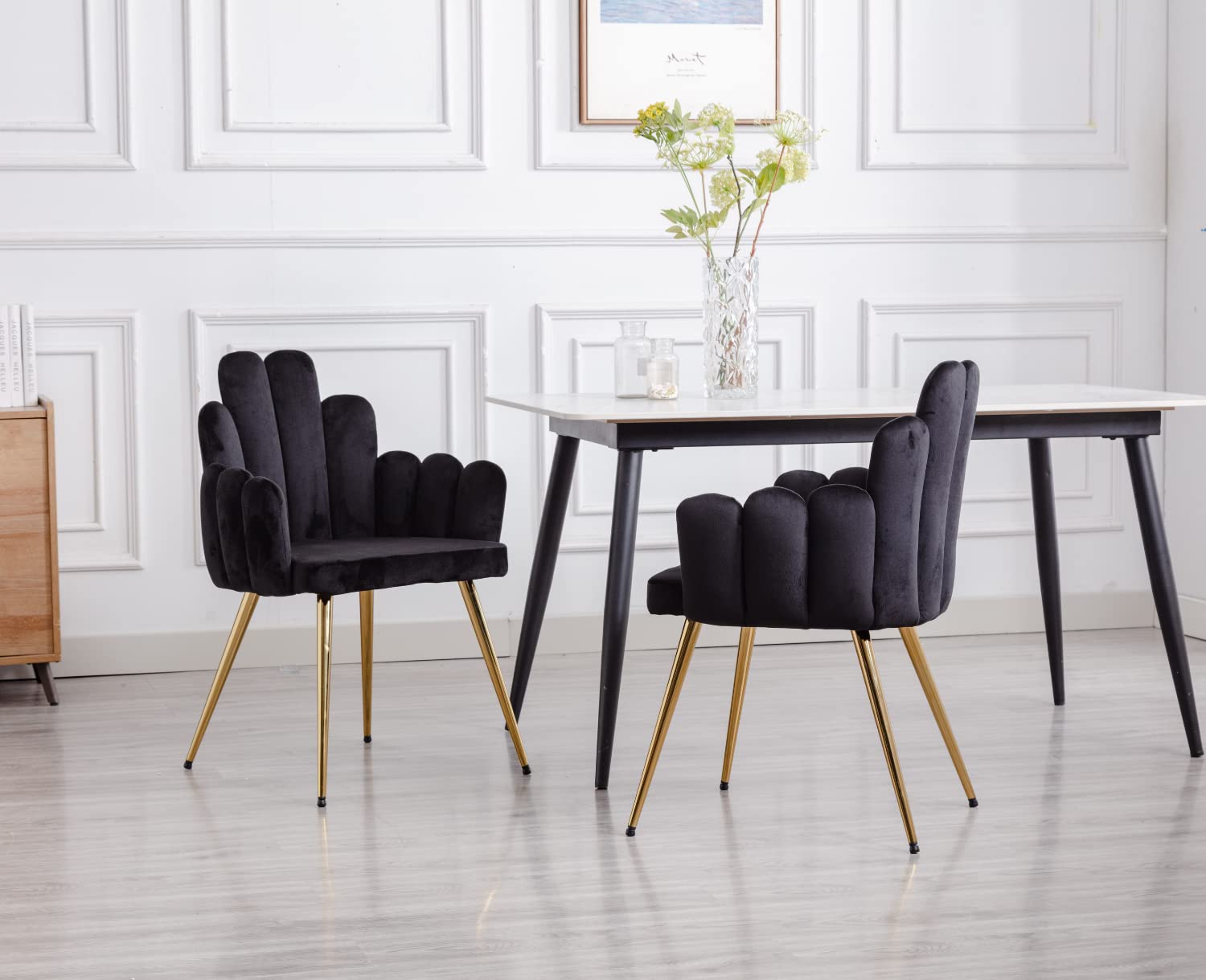 Black Set of 4 Wahson Velvet Dining Chairs - From Where - 