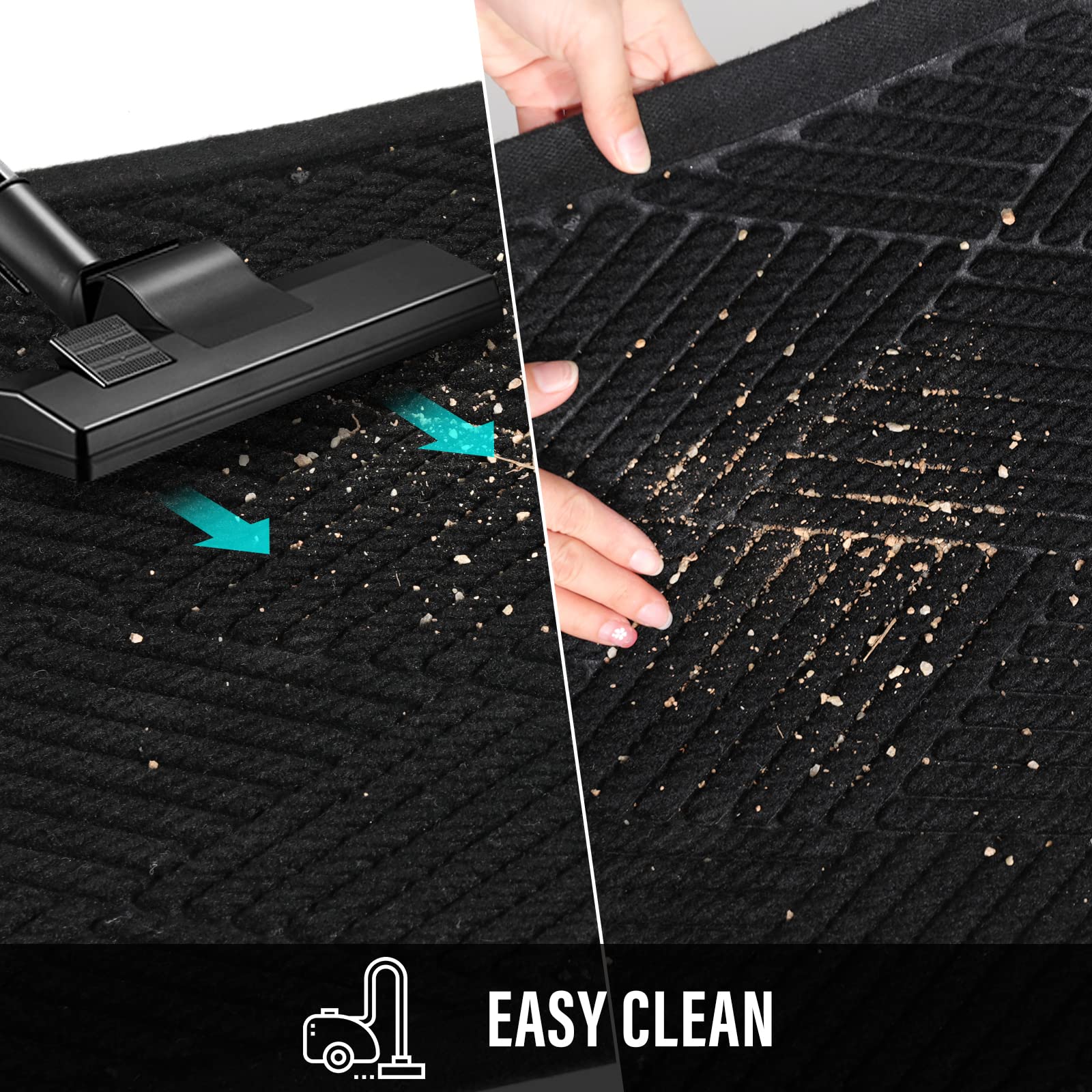 Black Sturdy Front Door Mat - From Where - 