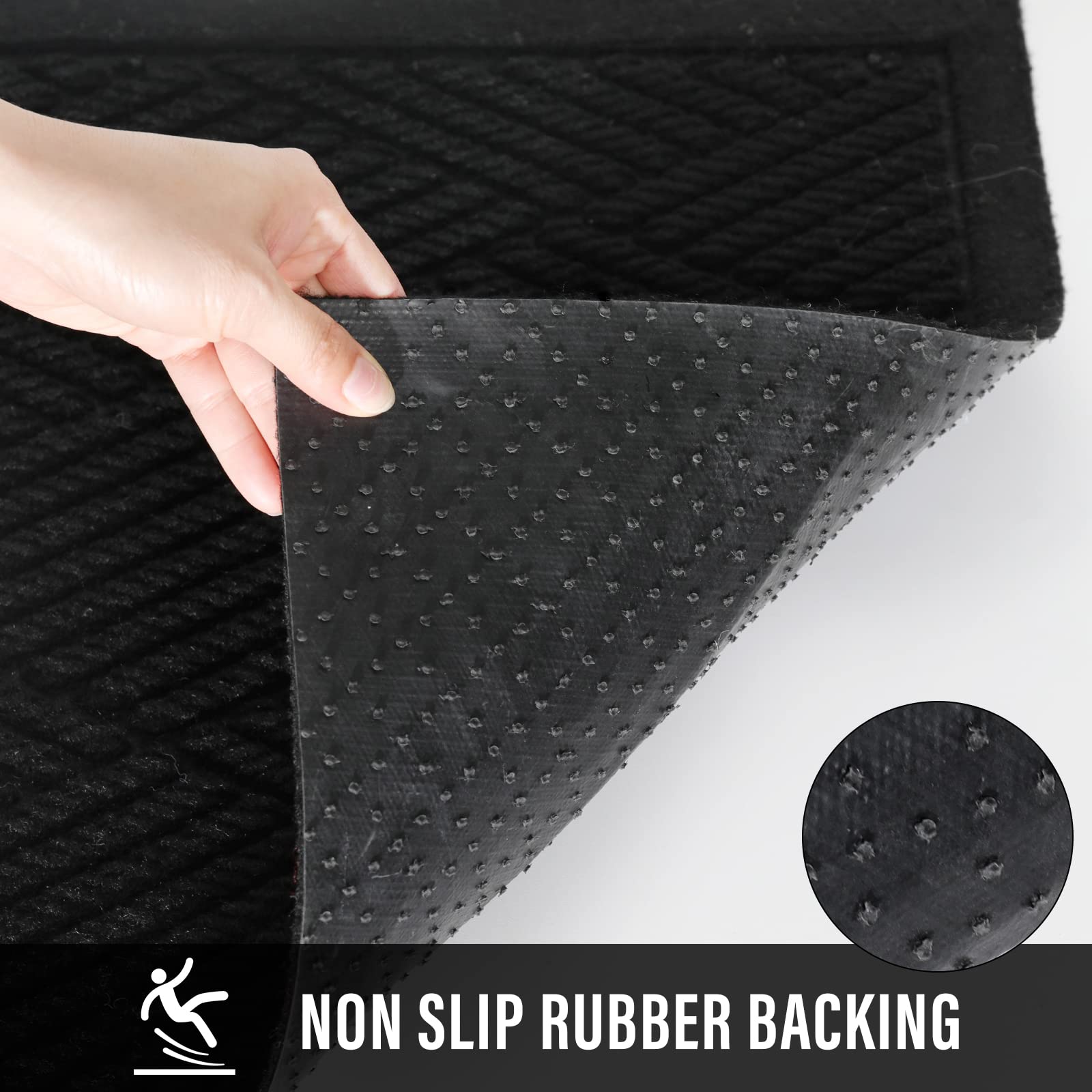 Black Sturdy Front Door Mat - From Where - 