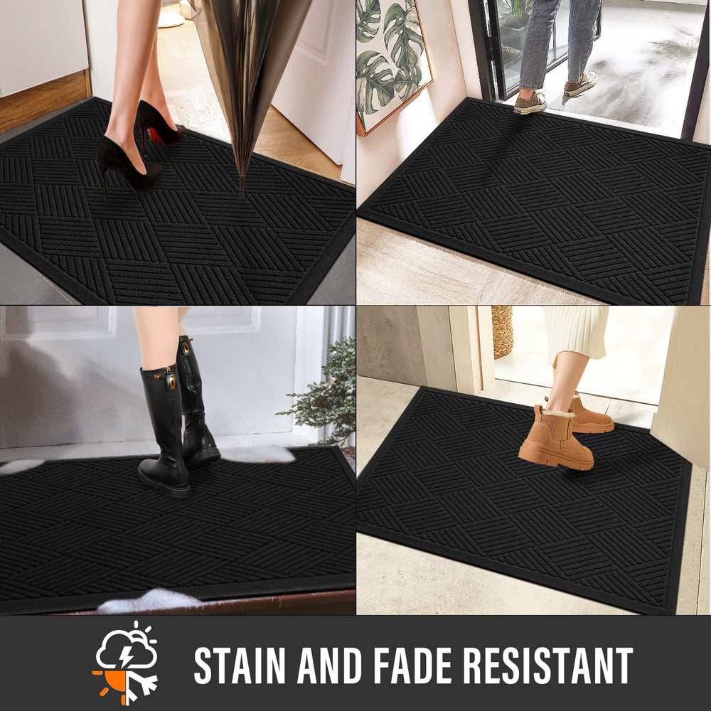 Black Sturdy Front Door Mat - From Where - 