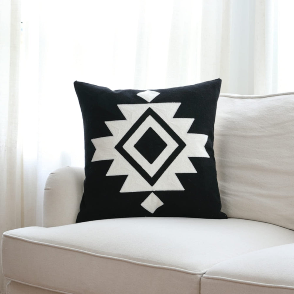 Black White Aztec Southwestern Throw Pillow Cover - From Where - 