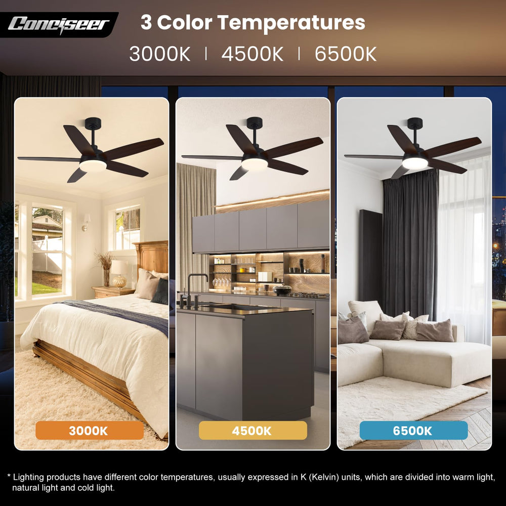 Black/Wood Grain Modern Ceiling Fans - From Where - 