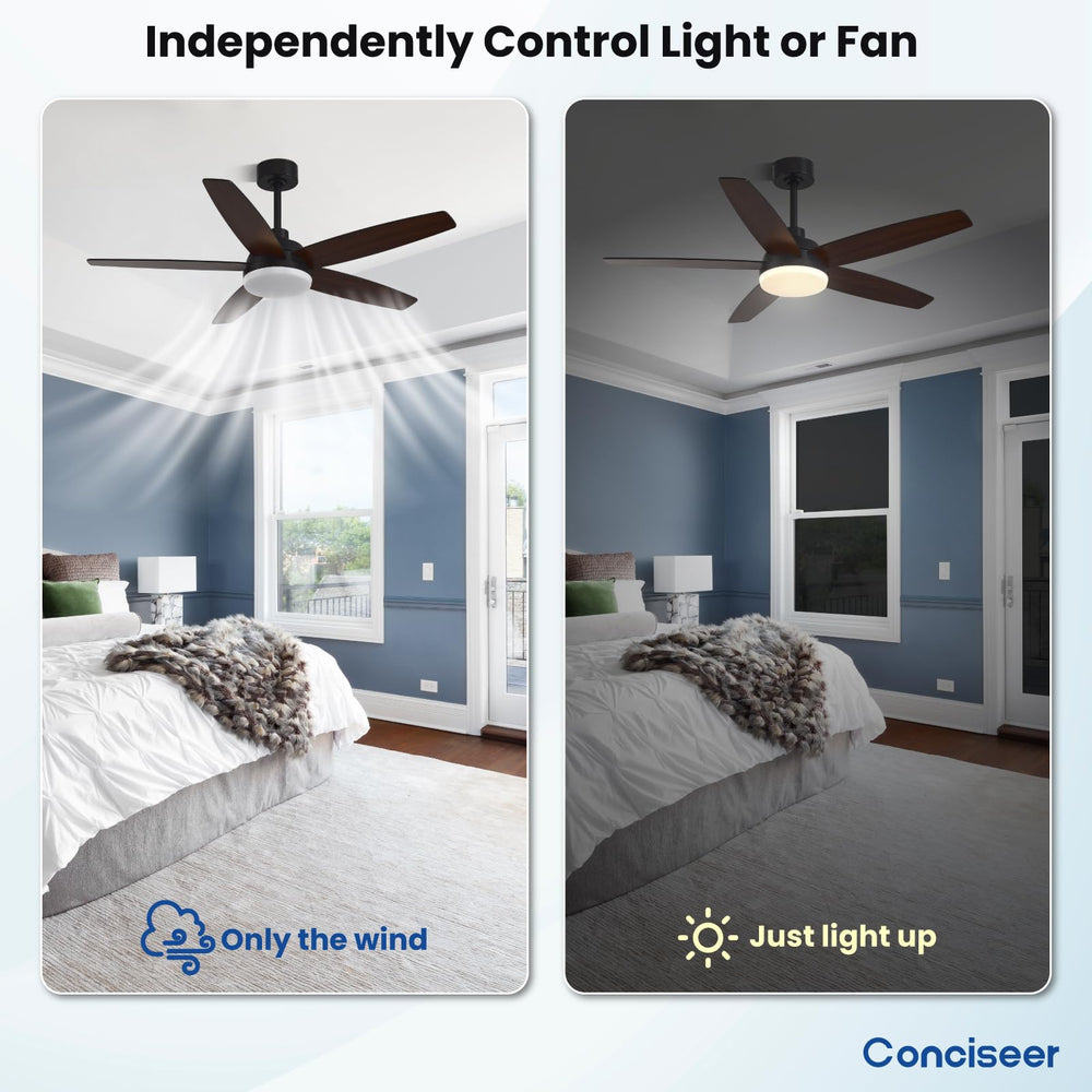 Black/Wood Grain Modern Ceiling Fans - From Where - 