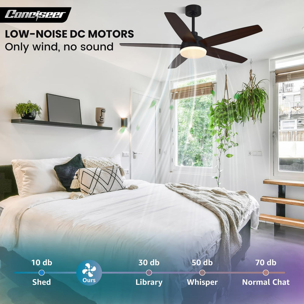 Black/Wood Grain Modern Ceiling Fans - From Where - 