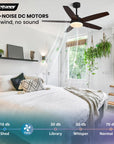 Black/Wood Grain Modern Ceiling Fans - From Where - 