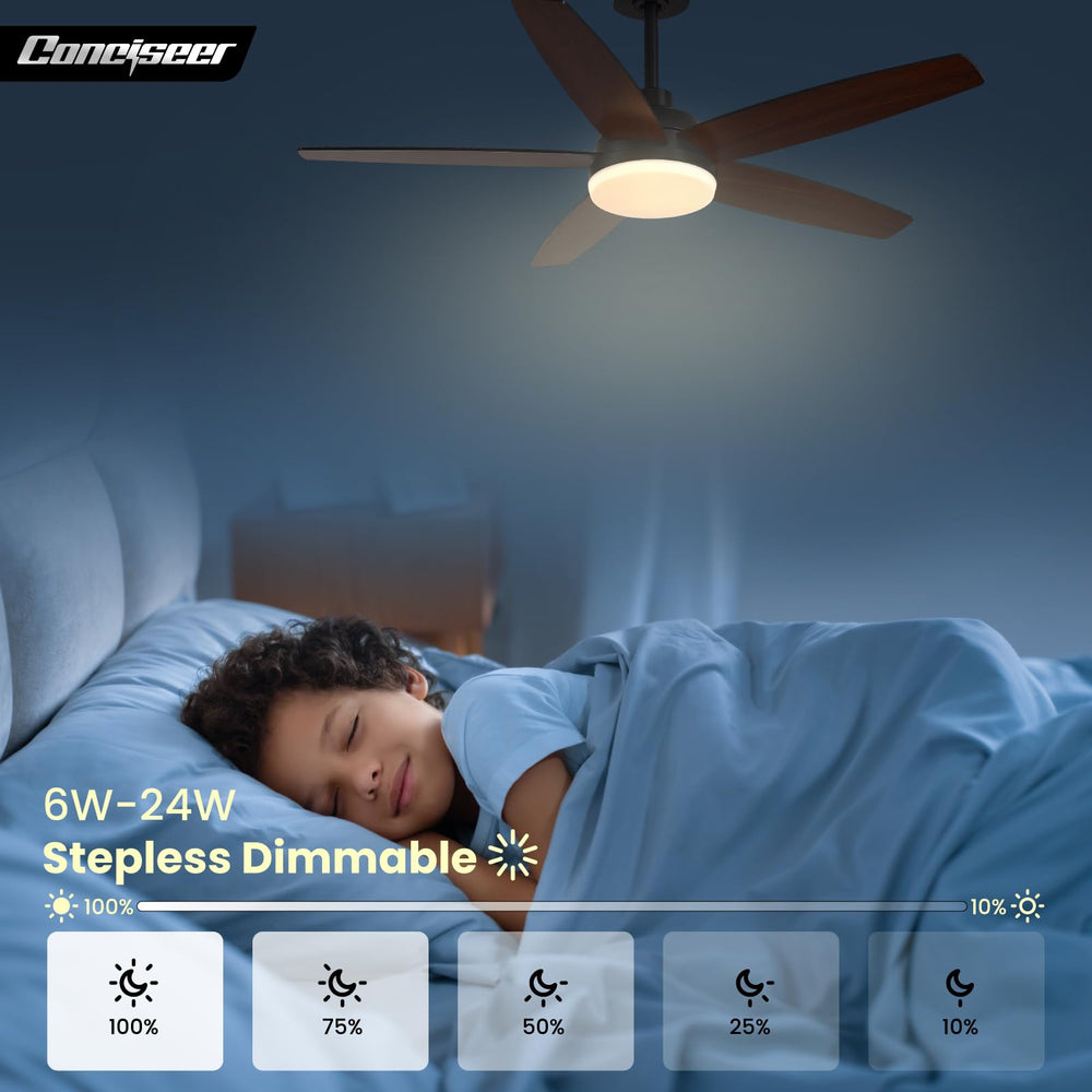 Black/Wood Grain Modern Ceiling Fans - From Where - 