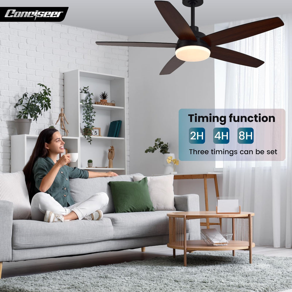 Black/Wood Grain Modern Ceiling Fans - From Where - 