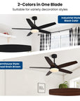 Black/Wood Grain Modern Ceiling Fans - From Where - 