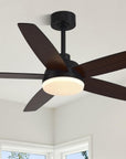 Black/Wood Grain Modern Ceiling Fans - From Where - 