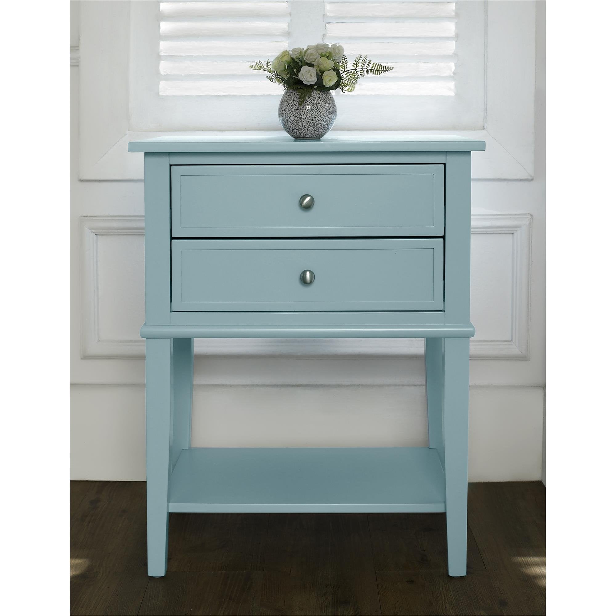 Blue Accent Table with 2 Drawers - From Where - 