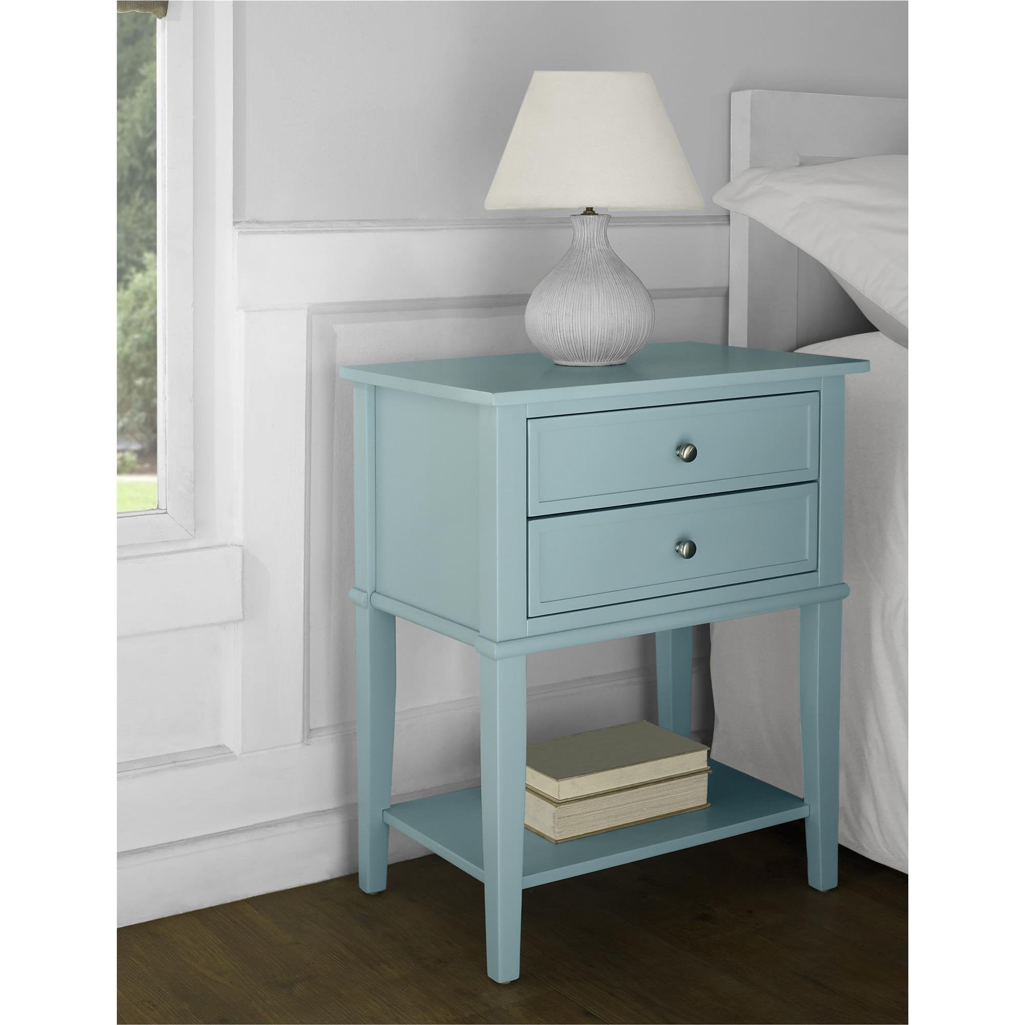 Blue Accent Table with 2 Drawers - From Where - 