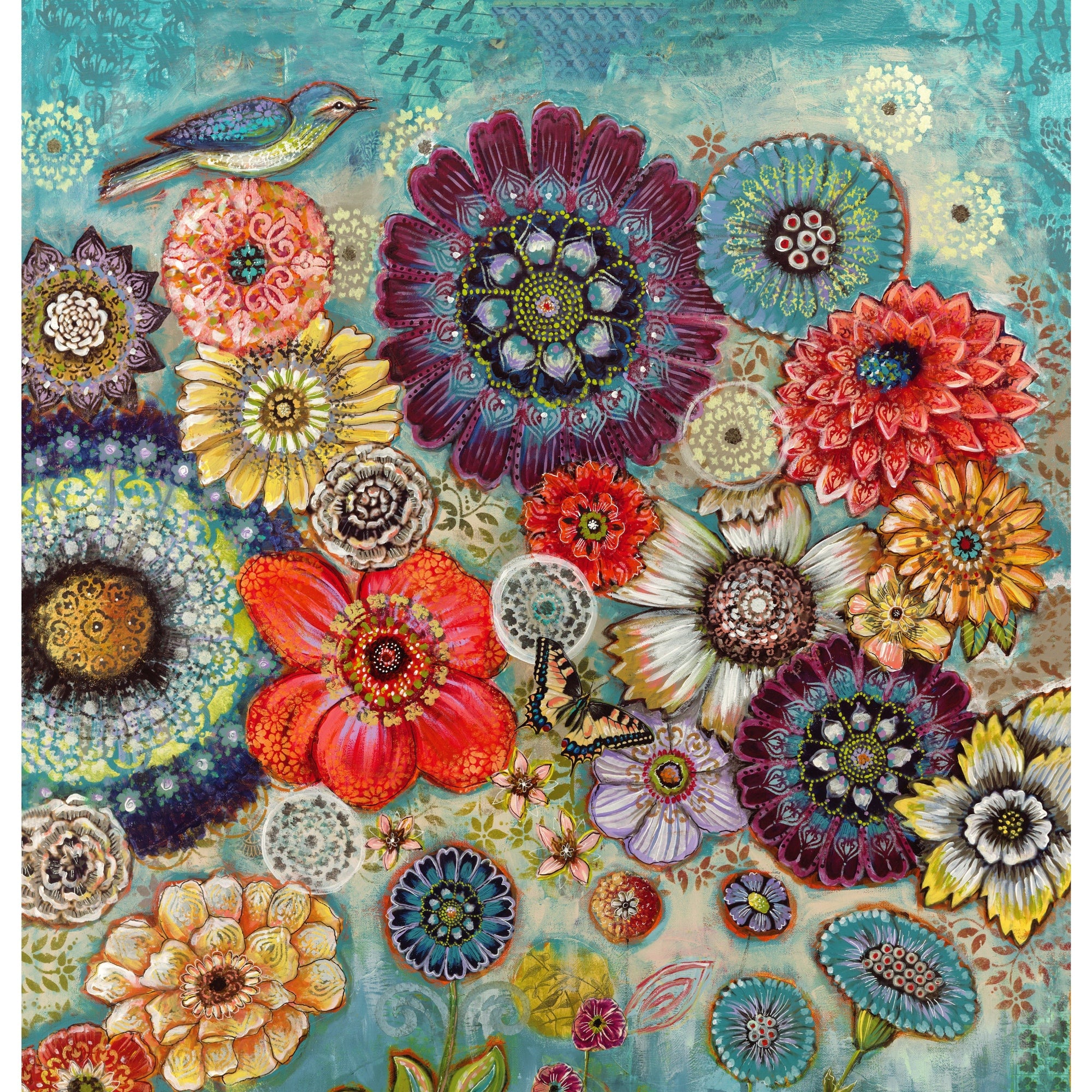 Blue Bird Boho Shower Curtain - From Where - 