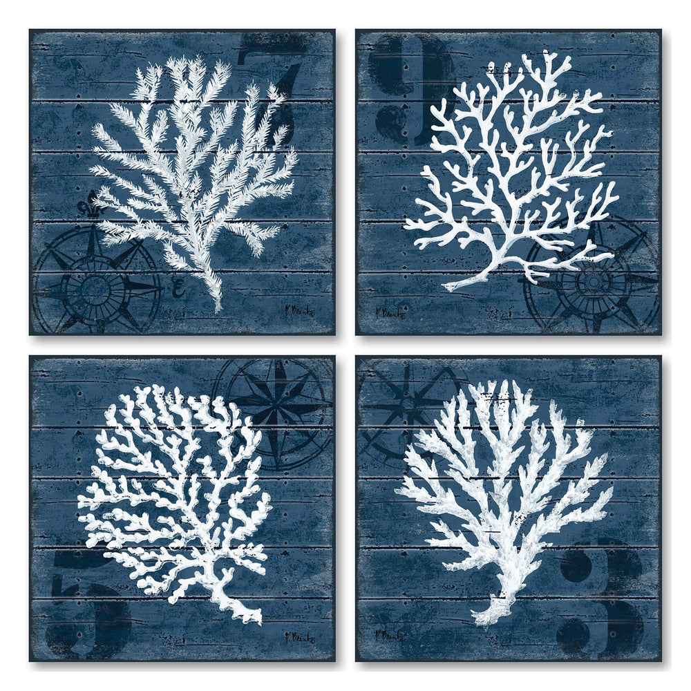 Blue Coral Nautical Wood Prints - From Where - 