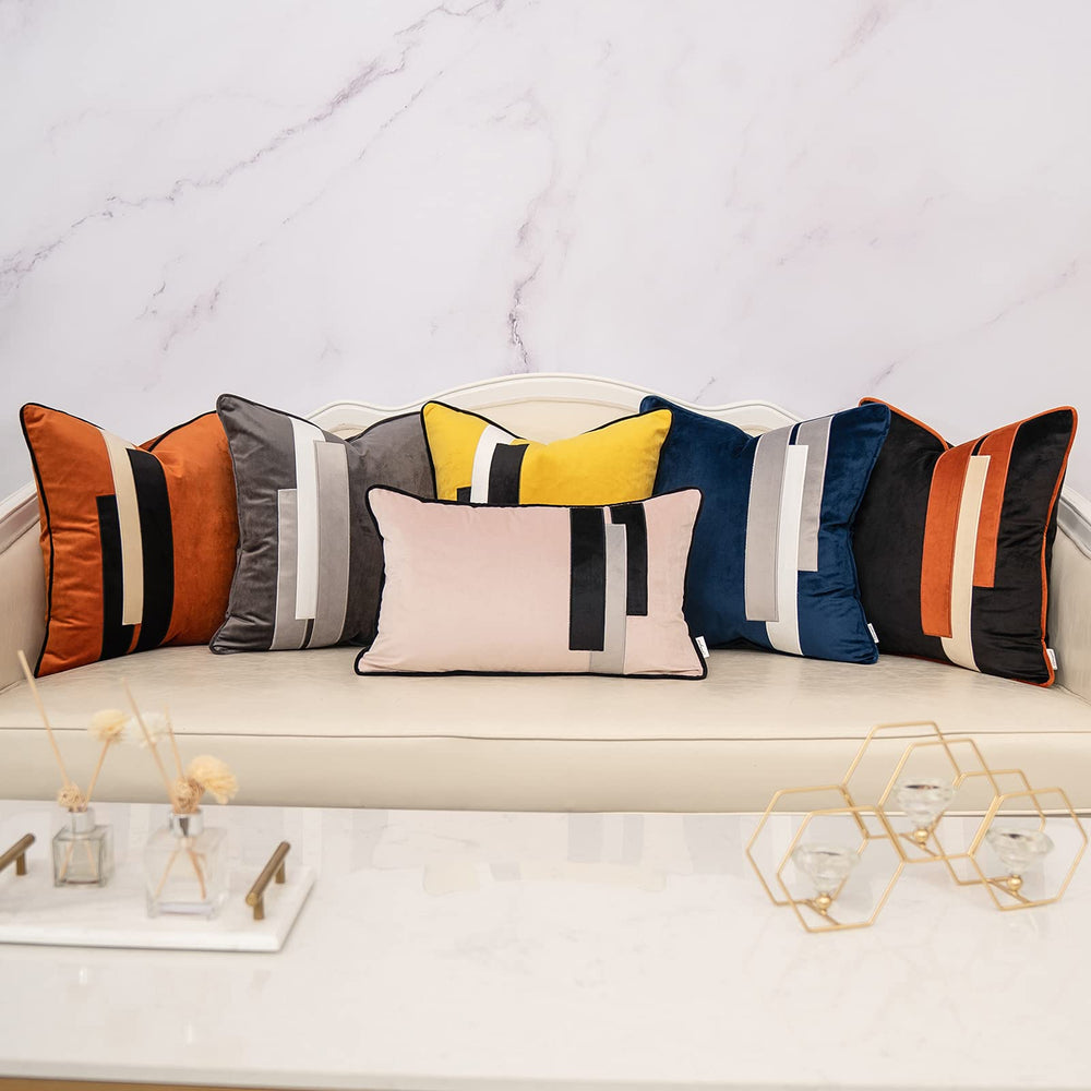 Blue Decorative Velvet Throw Pillow Cover - From Where - 