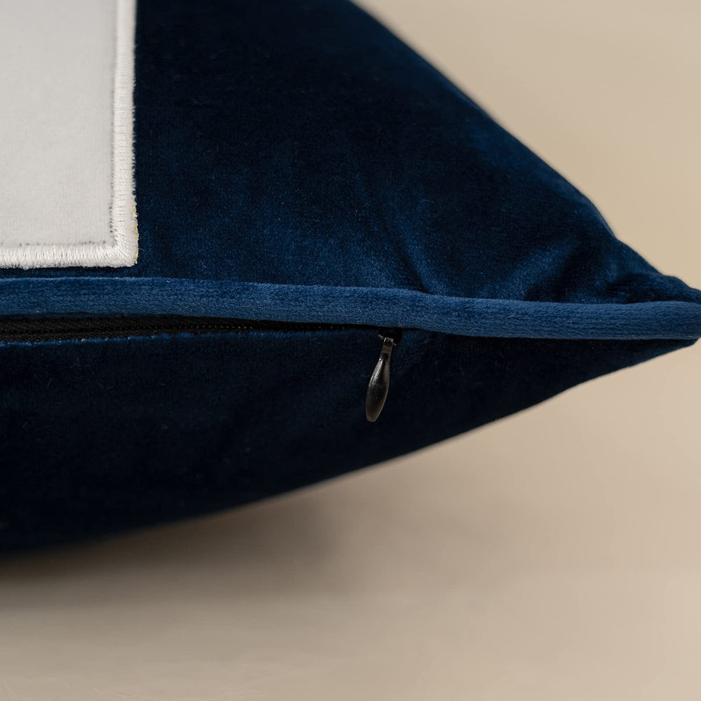 Blue Decorative Velvet Throw Pillow Cover - From Where - 