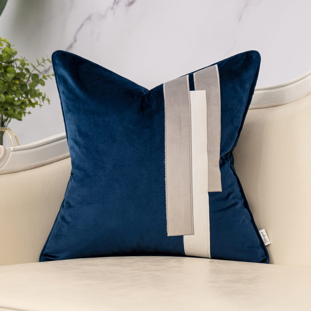 Blue Decorative Velvet Throw Pillow Cover - From Where - 