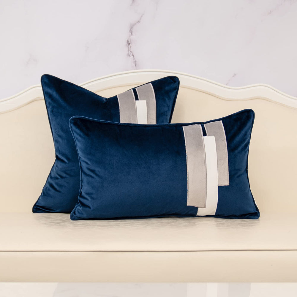 Blue Decorative Velvet Throw Pillow Cover - From Where - 