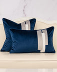 Blue Decorative Velvet Throw Pillow Cover - From Where - 
