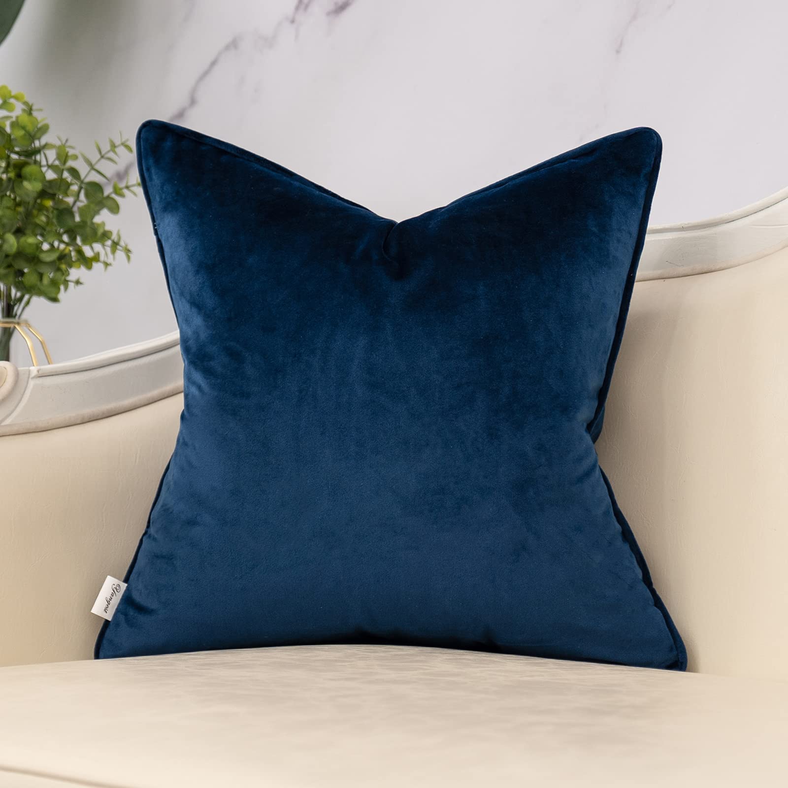 Blue Decorative Velvet Throw Pillow Cover - From Where - 