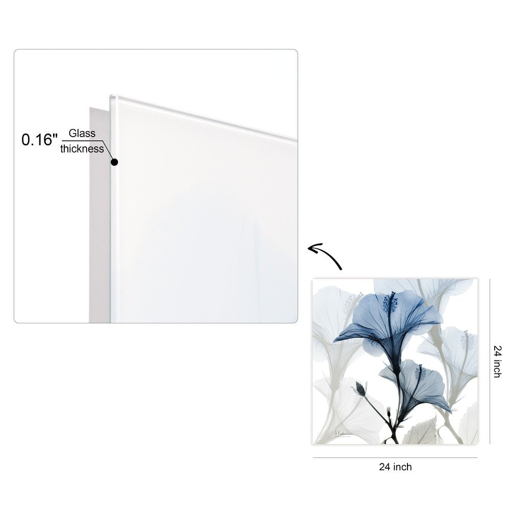 Blue Xray Floral Frameless Graphic Wall Art - From Where - 