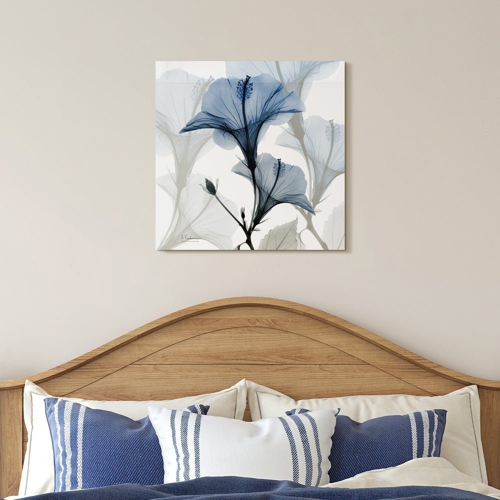 Blue Xray Floral Frameless Graphic Wall Art - From Where - 