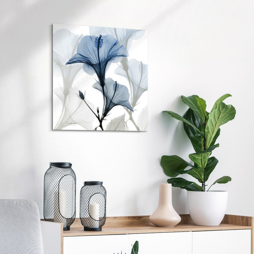 Blue Xray Floral Frameless Graphic Wall Art - From Where - 