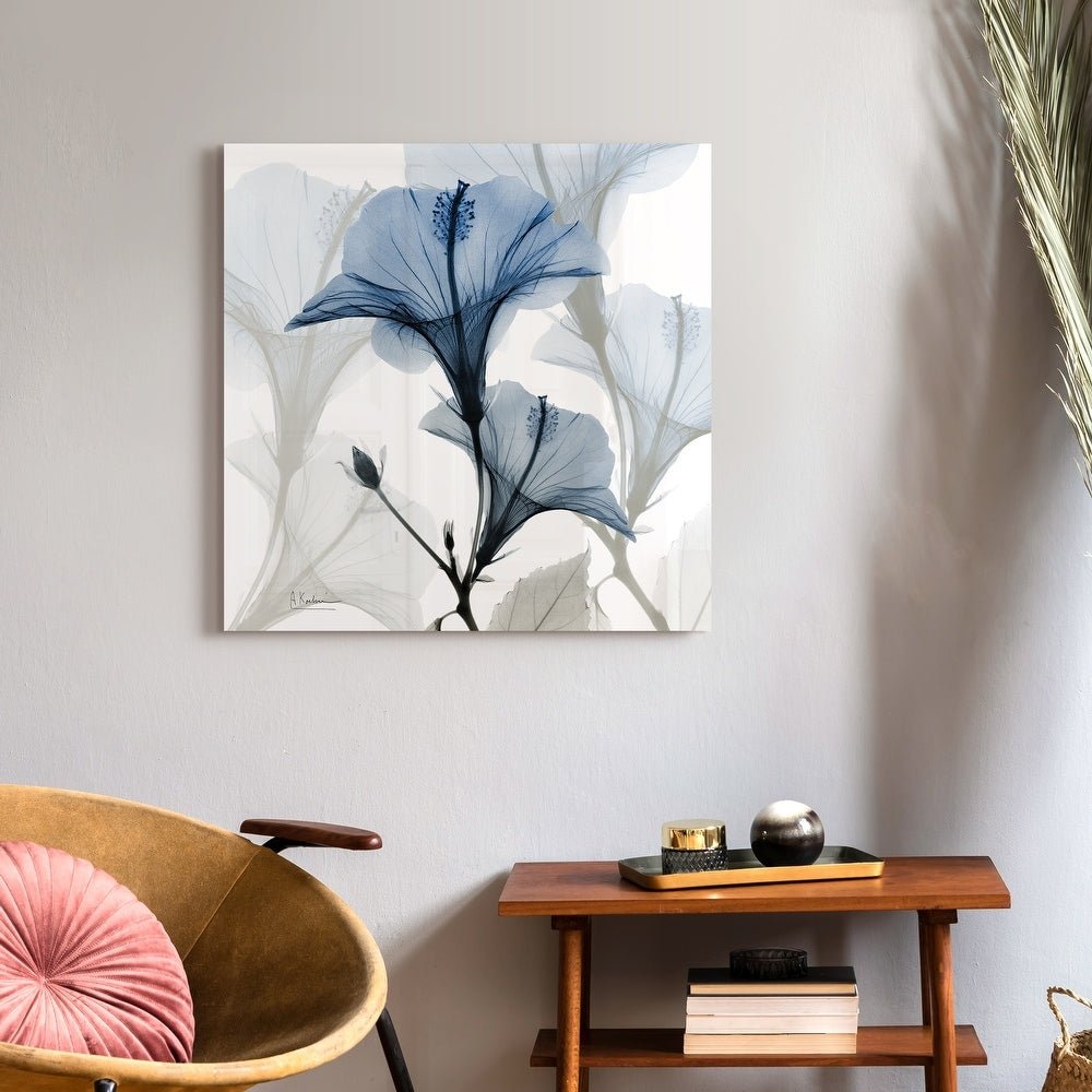 Blue Xray Floral Frameless Graphic Wall Art - From Where - 