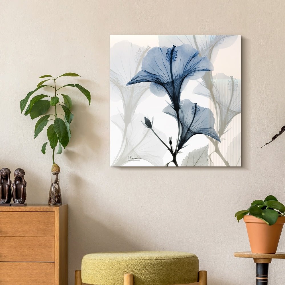Blue Xray Floral Frameless Graphic Wall Art - From Where - 