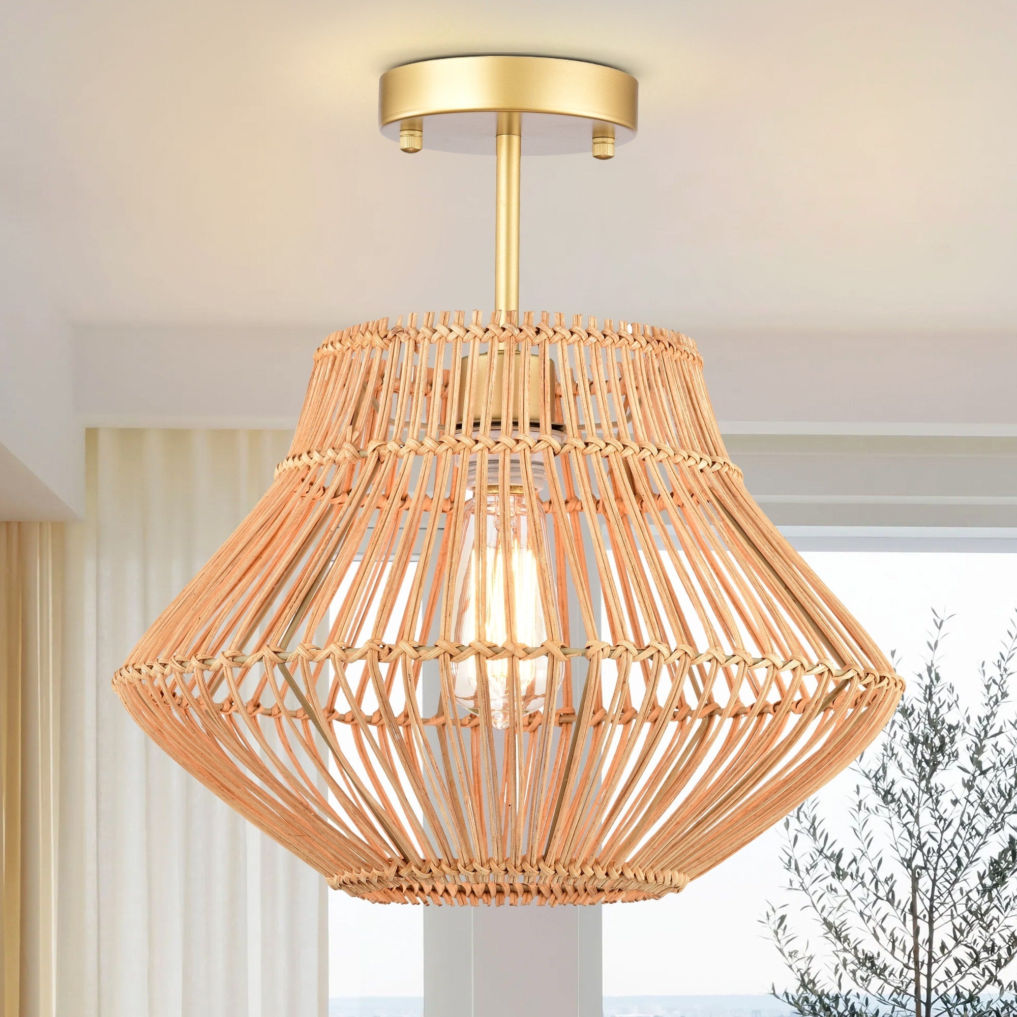 Bohemian Woven Rattan Lampshade - From Where - 